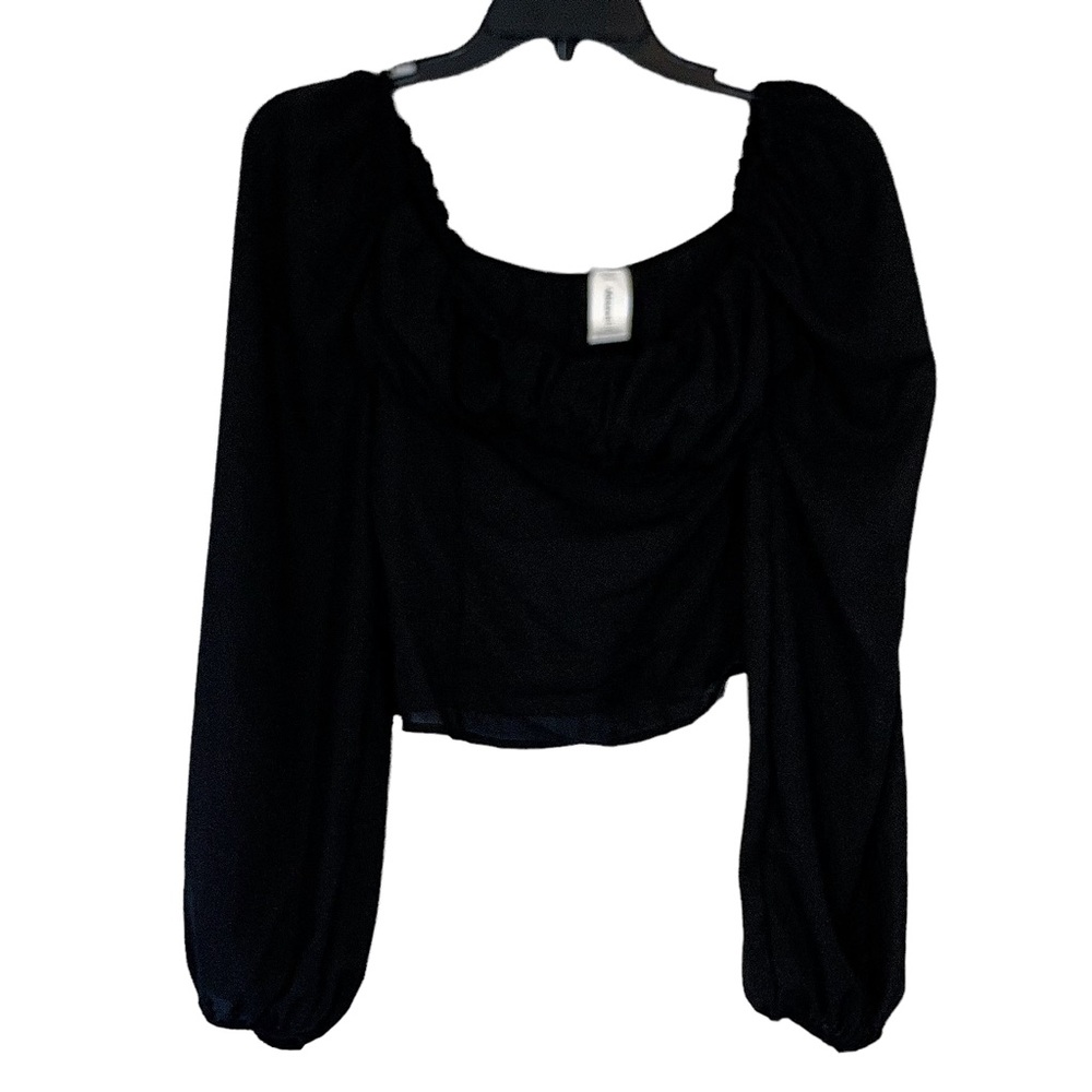 Abound Chiffon Balloon Sleeve Blouse in Black